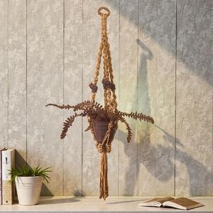 Handcrafted Macramé Elephant Plant Hanger - Brown